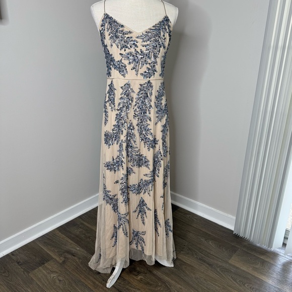 Gianni Bini Dresses & Skirts - Gianni Bini nude Gown Sequin mesh overlay prom wedding guest mother of bride